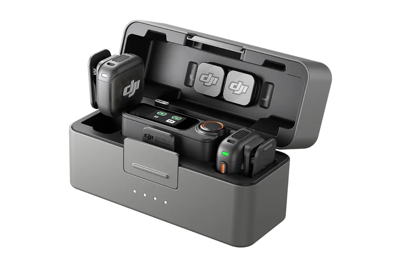 The DJI Mic 3 in its charging case