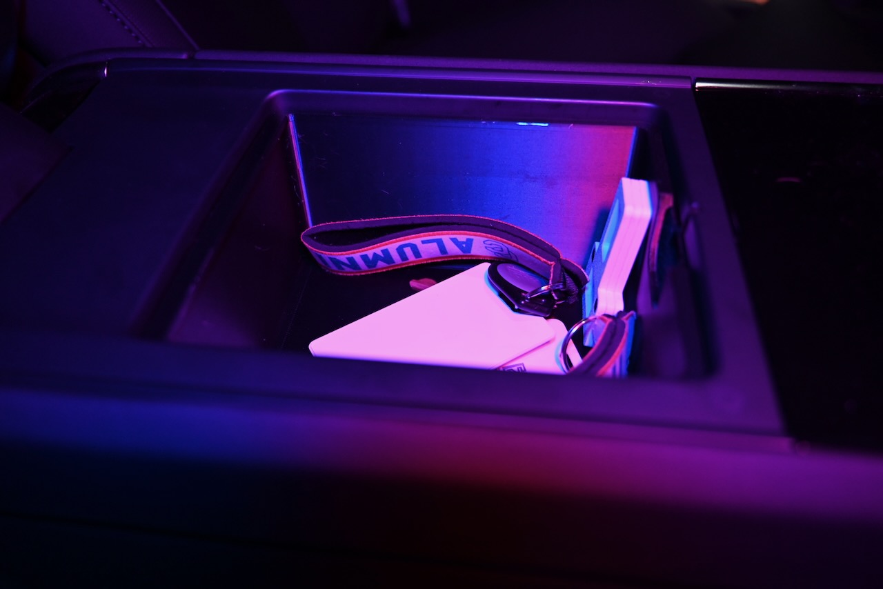 The bucket in use with a few things inside