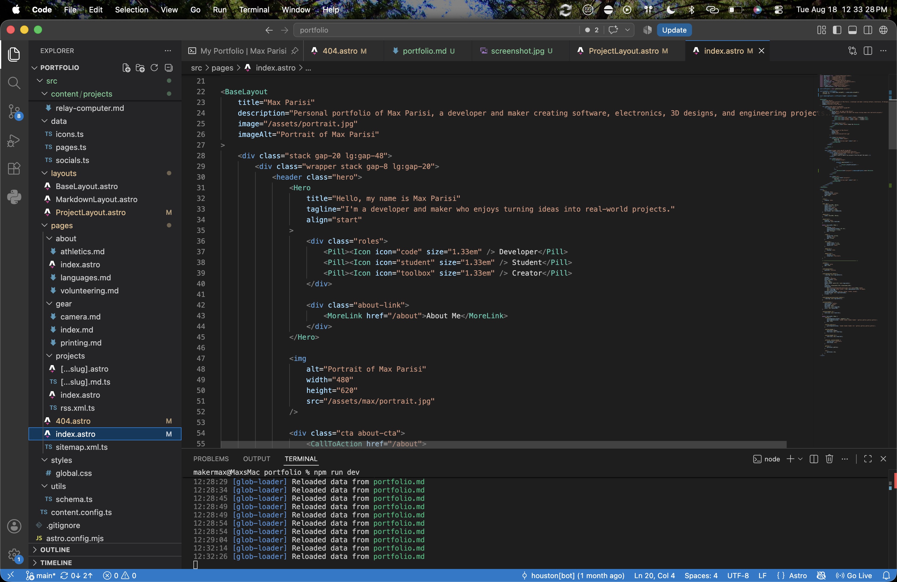 A screenshot of source code being written in VS Code
